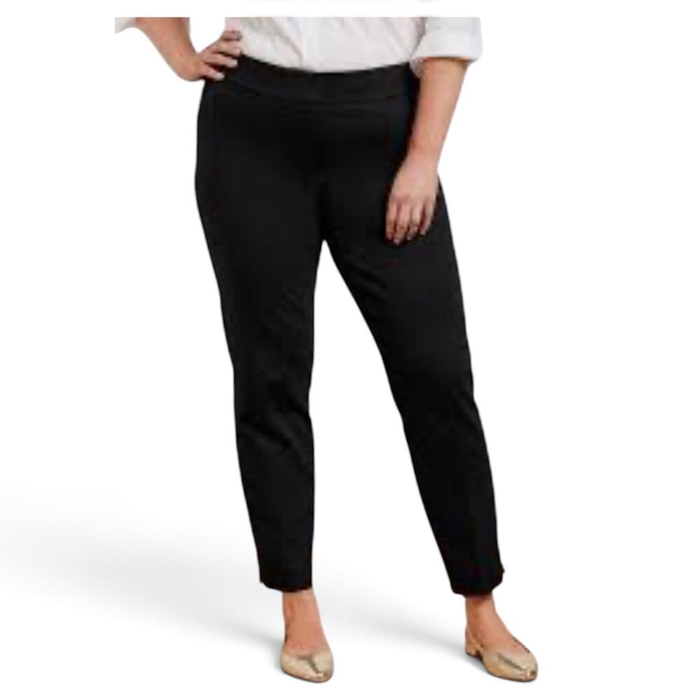 Talbots Ponte Knit Pants Black Luxe Tapered Ankle Trouser Pants Stretch 14W